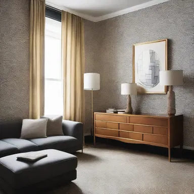 The designer incorporated peritrichous patterns into the wallpaper, giving the room a unique and modern architectural touch.