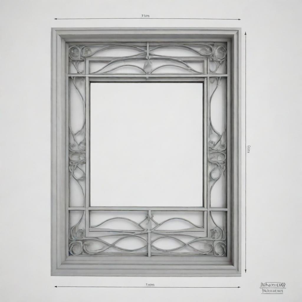 Rectangular window grill design for a drawing room, with dimensions of 6'6" in width and 5'6" in height. The design should be simple and spacious.