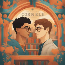 A high-quality digital illustration titled 'Bonds of Knowledge', portraying two Caucasian young men in a vibrant college setting