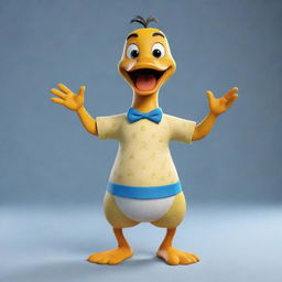 Animated rendition of a character known as Ducky Bhai in a fun and enthusiastic pose.