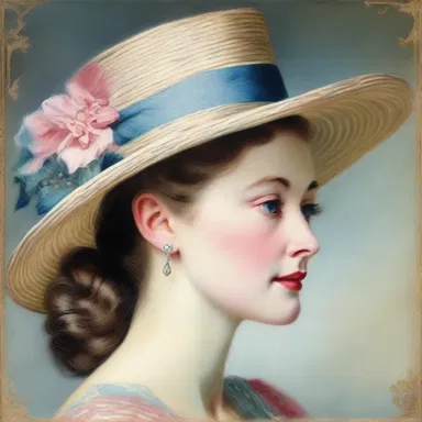 The portrait painter added a delicate brushstroke to depict the intricate details of the chin strap attached to the hat.