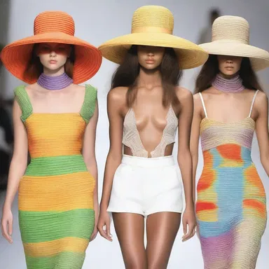 The trendy designer showcased a collection of oversized hats, each adorned with a stylish and colorful chin strap.