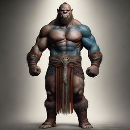 This digital art image captures a Goliath, a towering figure of immense strength