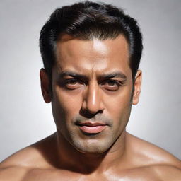 Realistic portrait of Salman Khan, the renowned Bollywood actor, projecting strength and charisma.