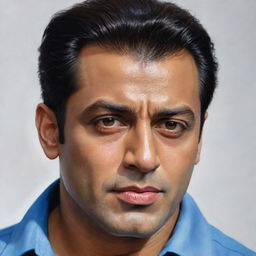 Realistic portrait of Salman Khan, the renowned Bollywood actor, projecting strength and charisma.