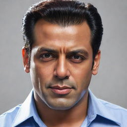 Realistic portrait of Salman Khan, the renowned Bollywood actor, projecting strength and charisma.