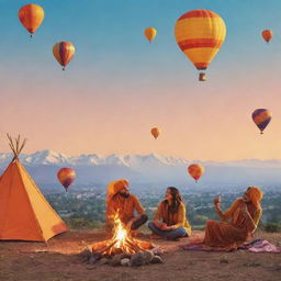 An Instagram story format Lohri greeting for a travel agency. Show a festive journey theme featuring a bonfire and flying kites against a backdrop of iconic Indian landscapes, signifying joyous journeys.