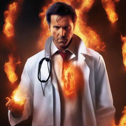 A high-quality digital art image of a superhero named Inferno