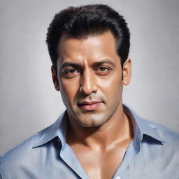 Realistic portrait of Salman Khan, the renowned Bollywood actor, exuding charisma and charm.