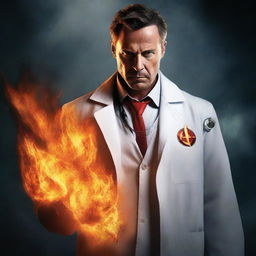 A high-quality digital art image of a superhero named Inferno
