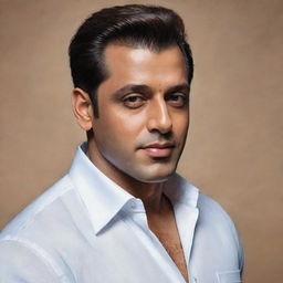 Realistic portrait of Salman Khan, the renowned Bollywood actor, exuding charisma and charm.