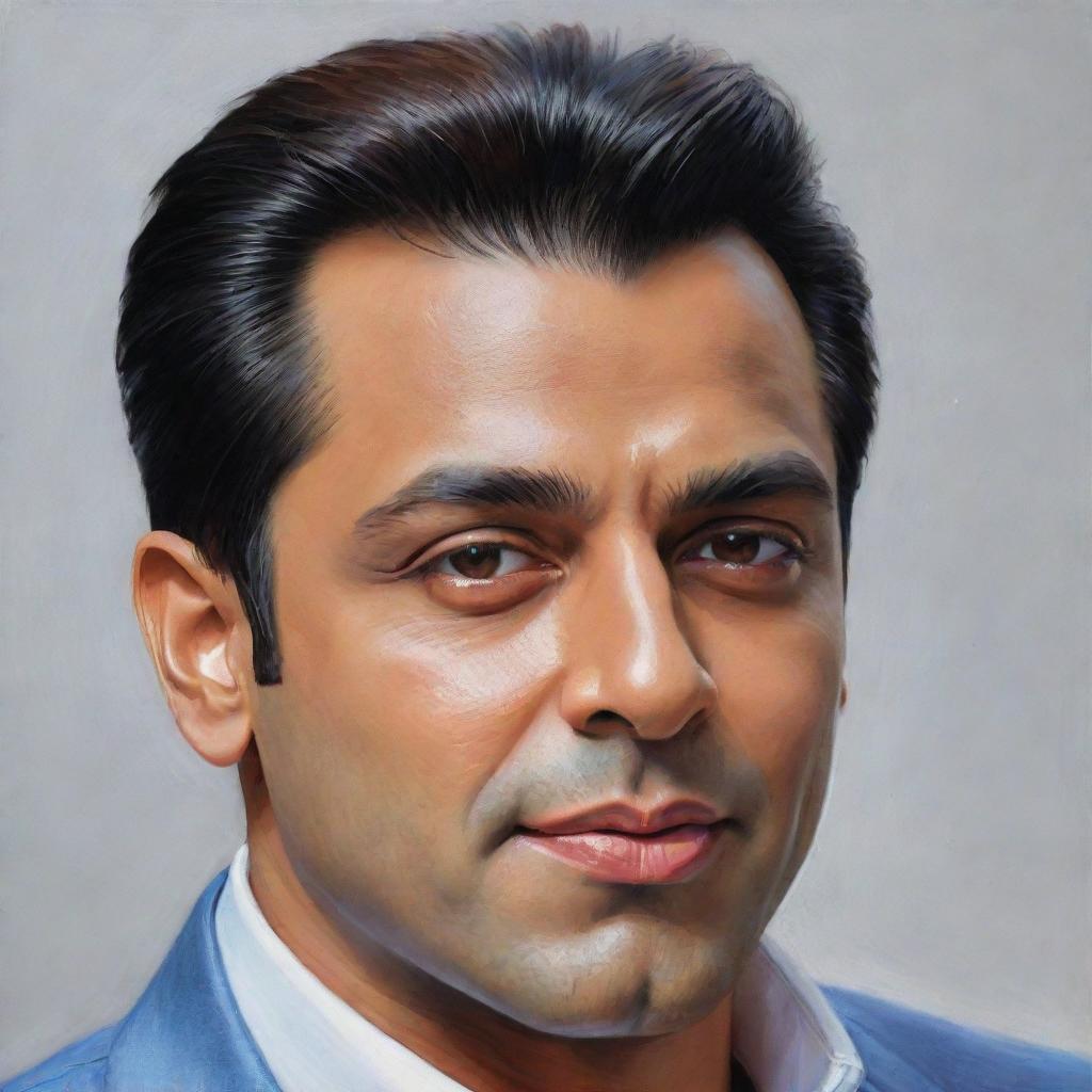 Realistic portrait of Salman Khan, the renowned Bollywood actor, exuding charisma and charm.