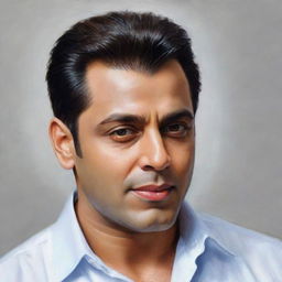 Realistic portrait of Salman Khan, the renowned Bollywood actor, exuding charisma and charm.