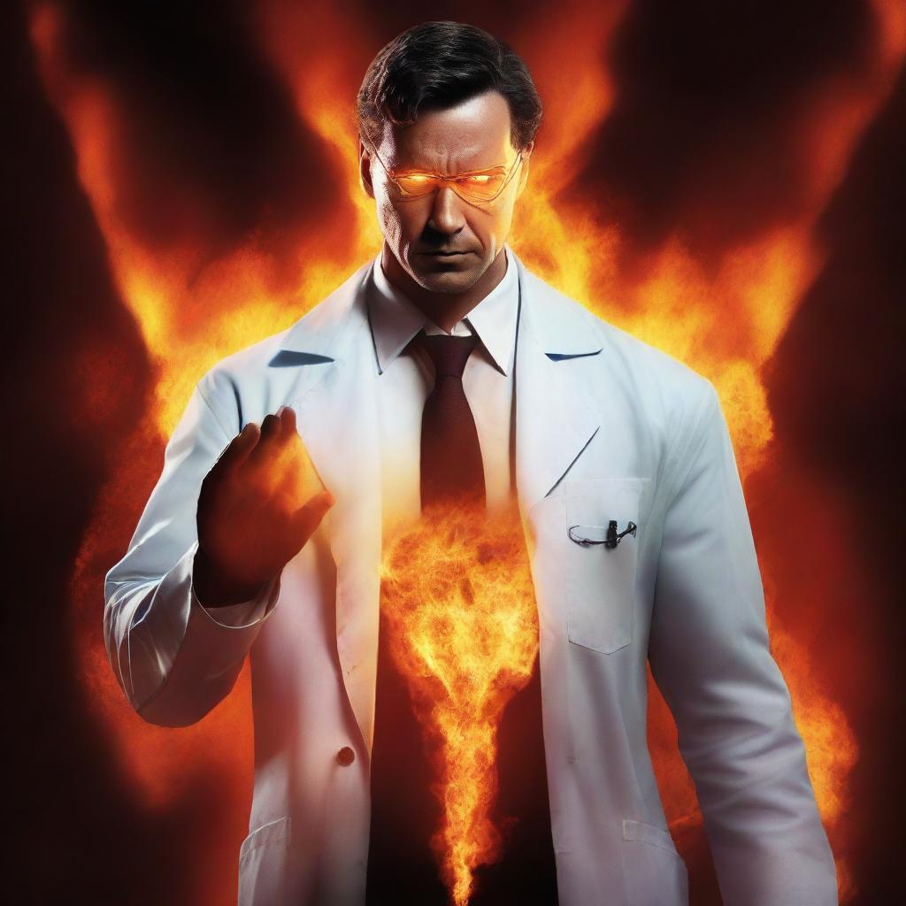 A high-quality digital art image of a superhero named Inferno