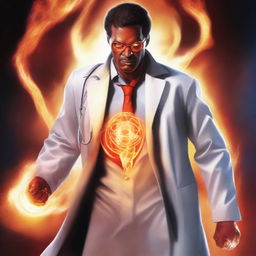 This is a high-quality digital art image of a superhero named Inferno, rendered in the style of a Marvel comic book