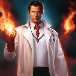 This is a high-quality digital art image of a superhero named Inferno, rendered in the style of a Marvel comic book