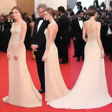 She attended the gala wearing a respectful and elegant gown.