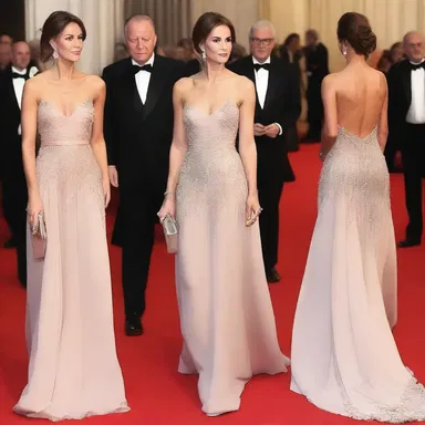 She attended the gala wearing a respectful and elegant gown.