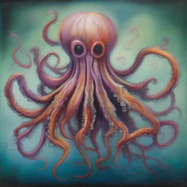 The artist's surreal painting captured the essence of an otherworldly creature with ichorous tentacles emerging from its body.