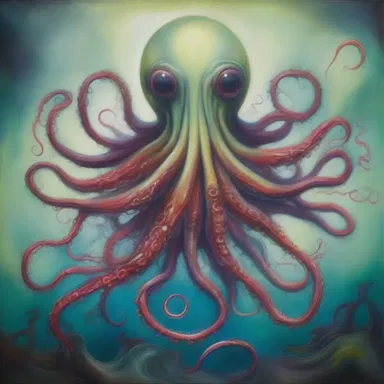 The artist's surreal painting captured the essence of an otherworldly creature with ichorous tentacles emerging from its body.