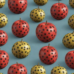 Generate a 3D image of a fruit carrying the distinctive spots of a leopard. The fruit should keep the likeness of a real fruit while incorporating a creative leopard pattern.