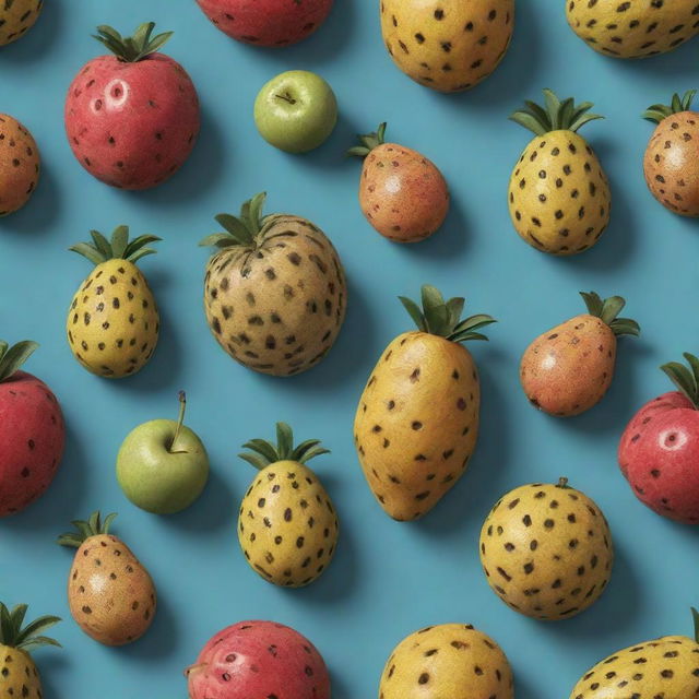 Generate a 3D image of a fruit carrying the distinctive spots of a leopard. The fruit should keep the likeness of a real fruit while incorporating a creative leopard pattern.