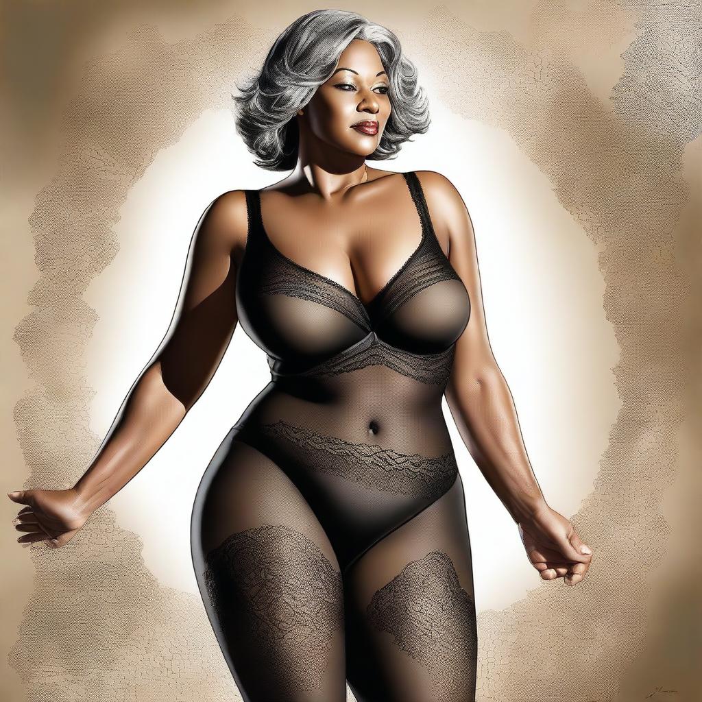 A high-quality digital art portrayal of a woman in her 50s