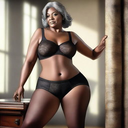 A high-quality digital art portrayal of a woman in her 50s