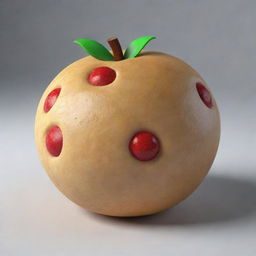 Generate a 3D animated image of a dough-constructed fruit for a game.