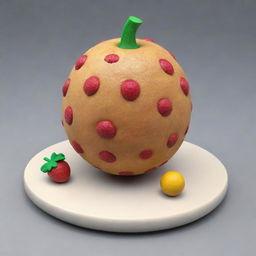 Generate a 3D animated image of a dough-constructed fruit for a game.