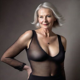This is an ultra-realistic, high-quality photograph of a thin, white woman in her 50s