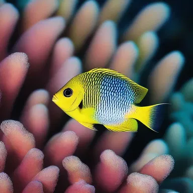 As the sun was setting, the damselfish swam gracefully in a mesmerizing display of colors, creating a romantic ambiance in the coral reef.