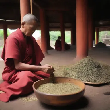 During the ritual, the priest would dry out the sacred herbs before offering them to the deity.