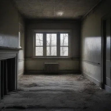 The abandoned house had a sinister atmosphere, with cobwebs covering everything, making the place feel like it had been empty for years and never had the opportunity to dry out.