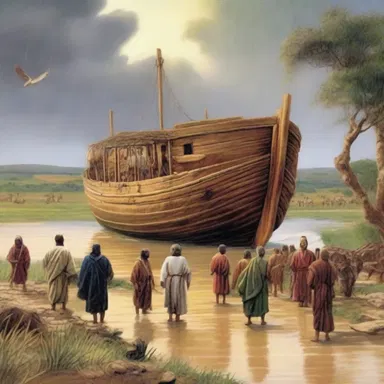 During the biblical story of Noah's Ark, the land began to dry out after the heavy rain finally ceased, allowing Noah and his family to disembark the vessel.