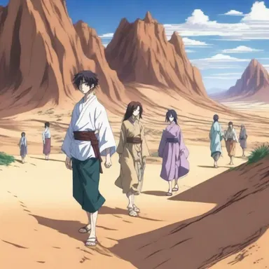 The characters in the anime traveled through a desert where the rivers had dried out.