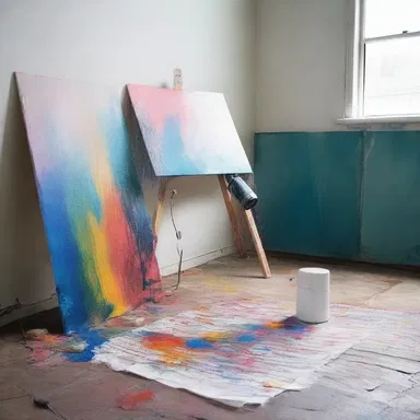 The artist used a hairdryer to speed up the drying out of the paint on his canvas.