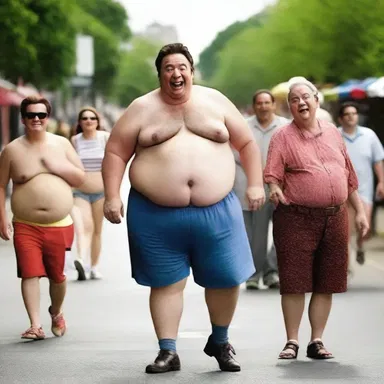 In the comedy movie, the comedian used his flab for physical humor, creating laughter among the audience.