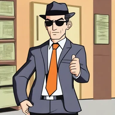 In the cartoon series, the protagonist disguises himself as an espionage agent to gather secret information from the villains.