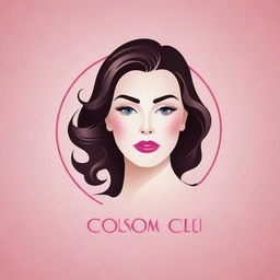 A professional and attractive logo for a cosmetics shop named 'Cosmo Club1' with elements of makeup products and glamour.