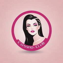 A professional and attractive logo for a cosmetics shop named 'Cosmo Club1' with elements of makeup products and glamour.