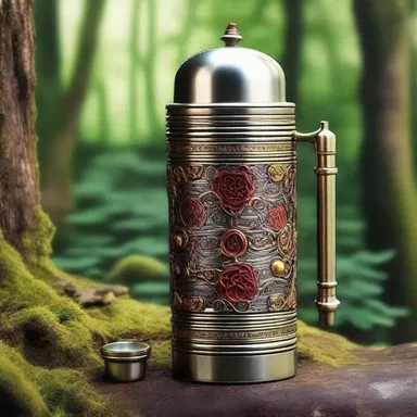 Within the magical realm, the enchanted thermos served as a vessel that held the elixir of eternal life, sought after by mystical creatures.