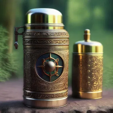 Within the magical realm, the enchanted thermos served as a vessel that held the elixir of eternal life, sought after by mystical creatures.