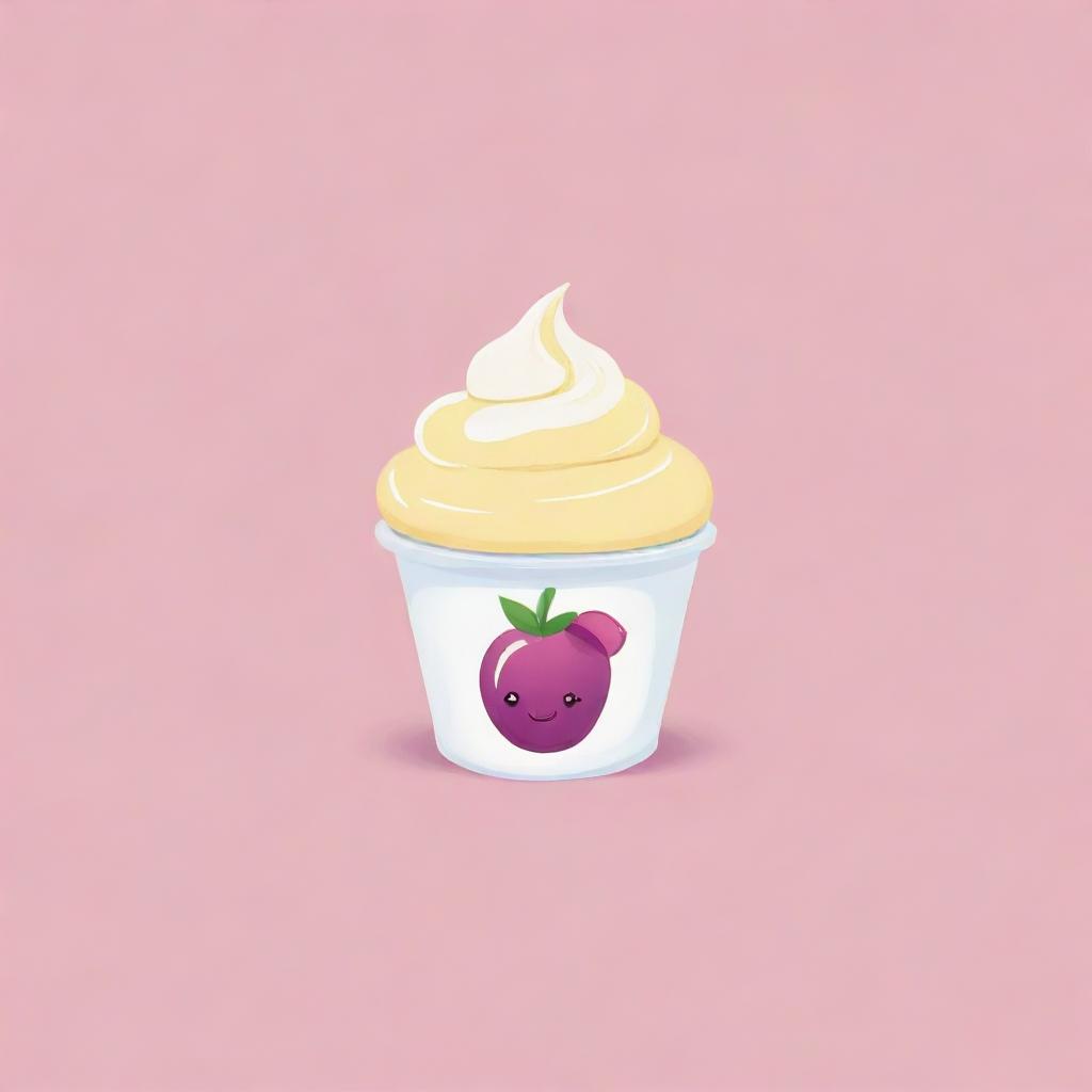 Design a simple logo for 'Sipalingyogurtt', incorporating a whimsical, cartoon-style depiction of yogurt. The primary color scheme should revolve around soft pastel yellow.