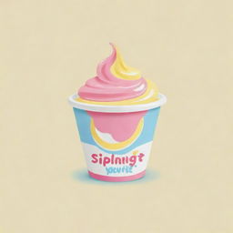 Design a simple logo for 'Sipalingyogurtt', incorporating a whimsical, cartoon-style depiction of yogurt. The primary color scheme should revolve around soft pastel yellow.