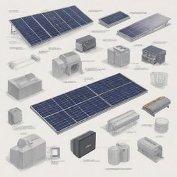 Detailed sketch of Selco solar equipment and various types of solar machinery, with the Selco logo prominently placed in the center