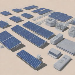 Detailed sketch of Selco solar equipment and various types of solar machinery, with the Selco logo prominently placed in the center