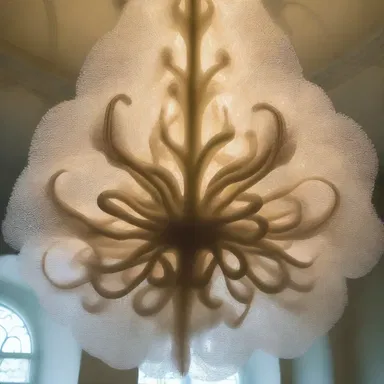 The intricate patterns formed by the arrangement of zooids in the hydrozoan colony inspired the design of the grand chandelier.