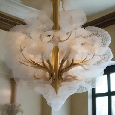 The intricate patterns formed by the arrangement of zooids in the hydrozoan colony inspired the design of the grand chandelier.