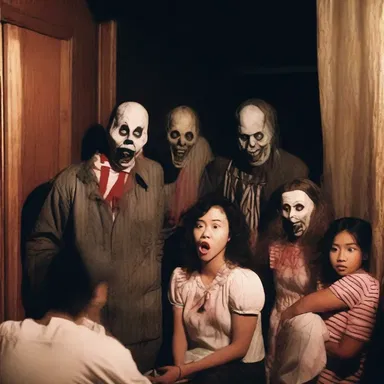 In the haunted house, the guests tried to distract themselves from the fear by engaging in chin wagging about their favorite horror movies and scary stories.